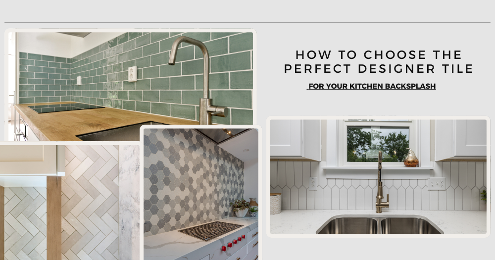 Modern kitchen backsplash designs with subway, herringbone, and hexagon tiles.