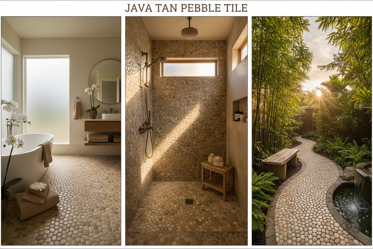Java Tan Pebble Tile: Best Uses in Bathrooms, Showers, and Outdoor Spaces