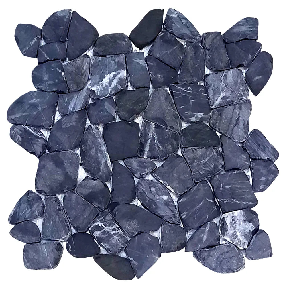 Tempest Black Pebble Stone Mosaic Tile