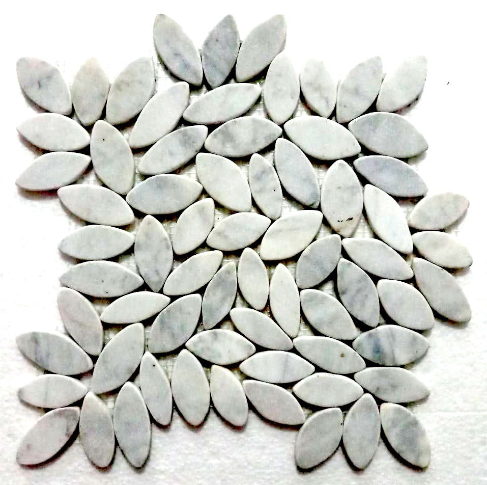 Flower Flat Sliced Super White Pebble Tile