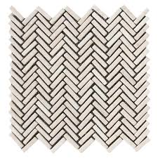Cream Chevron Stone Mosaic Tile