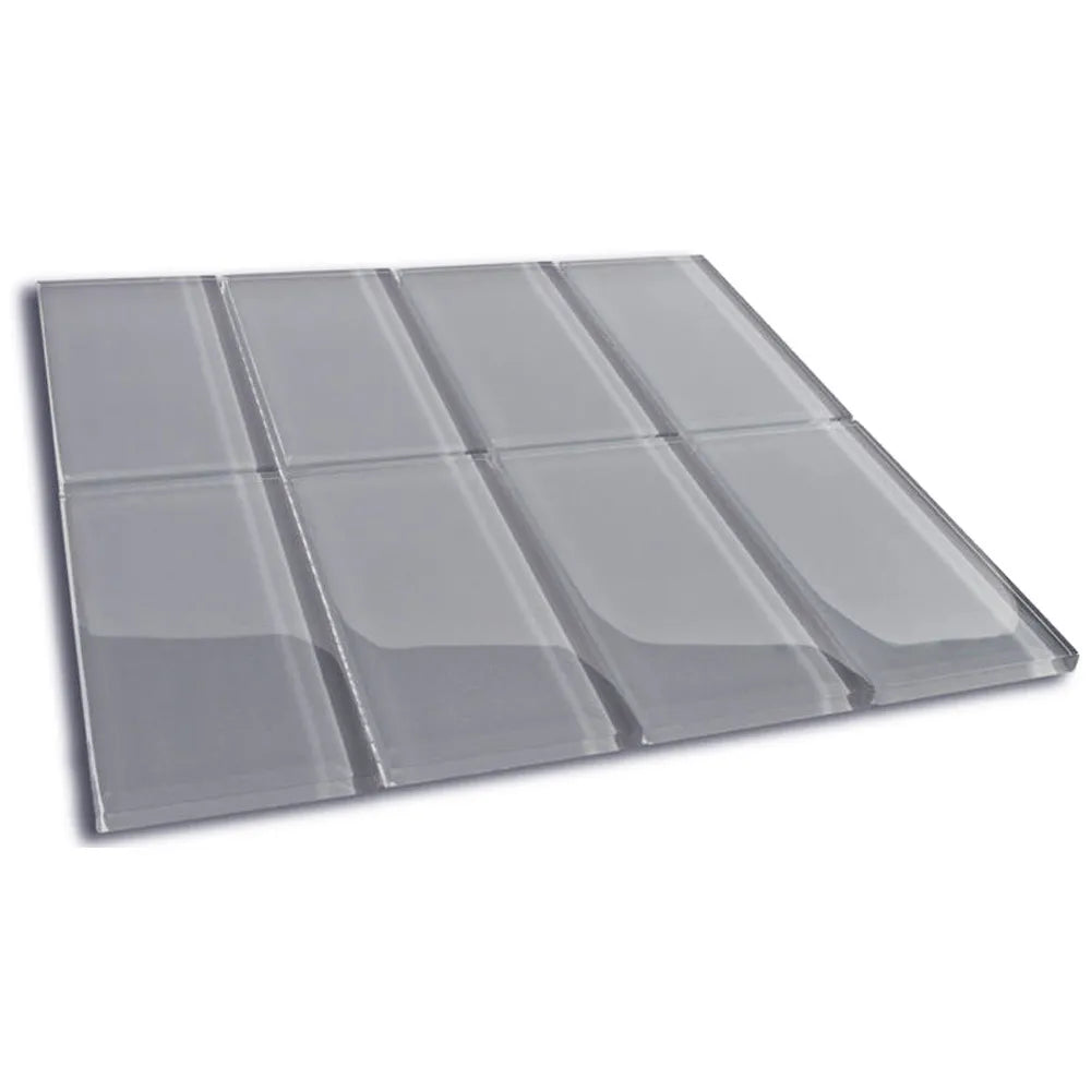 Ice Grey Glass Subway Tile 12" x 12" Stain-Resistant 8mm Thick Durable Glass for Kitchen Backsplash, Bathroom Walls, Home Decor & More