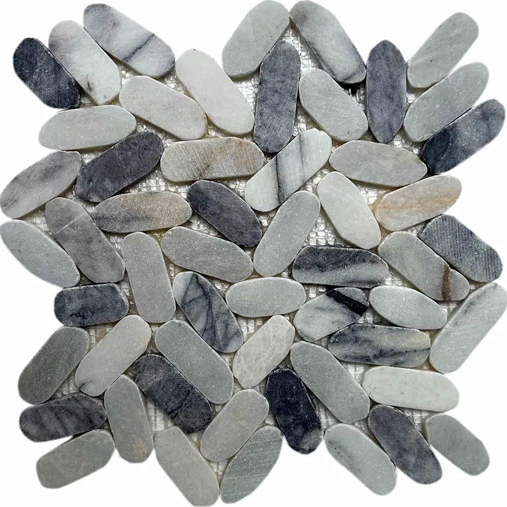 Milas Lilac Sliced Oval Ellipse Pebble Tile