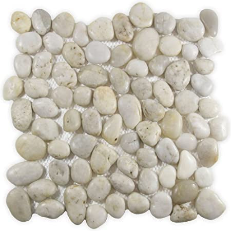 Ecru White Pebble Mosaic Tile