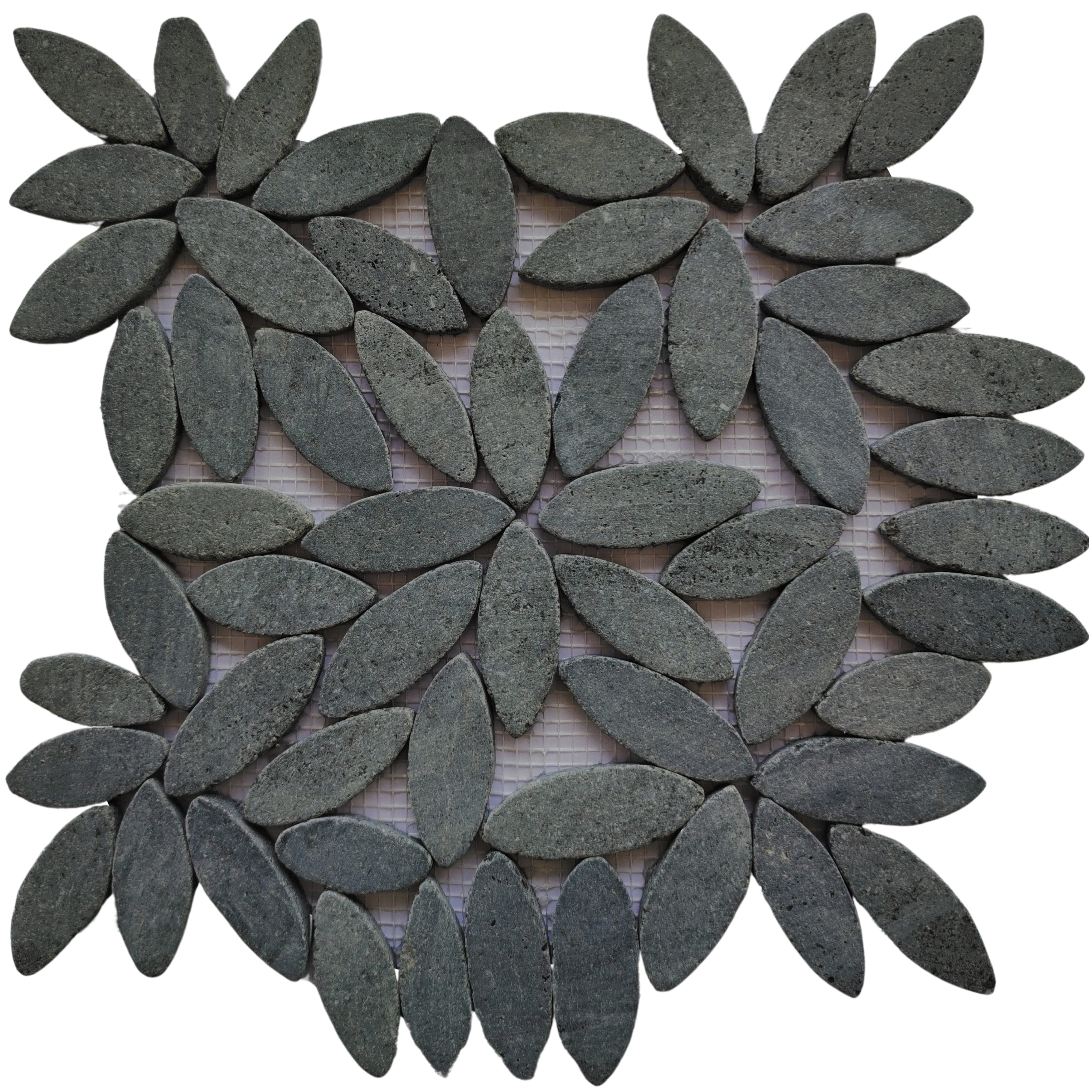 Black Lava Flower Pebble Stone Mosaic Tiles