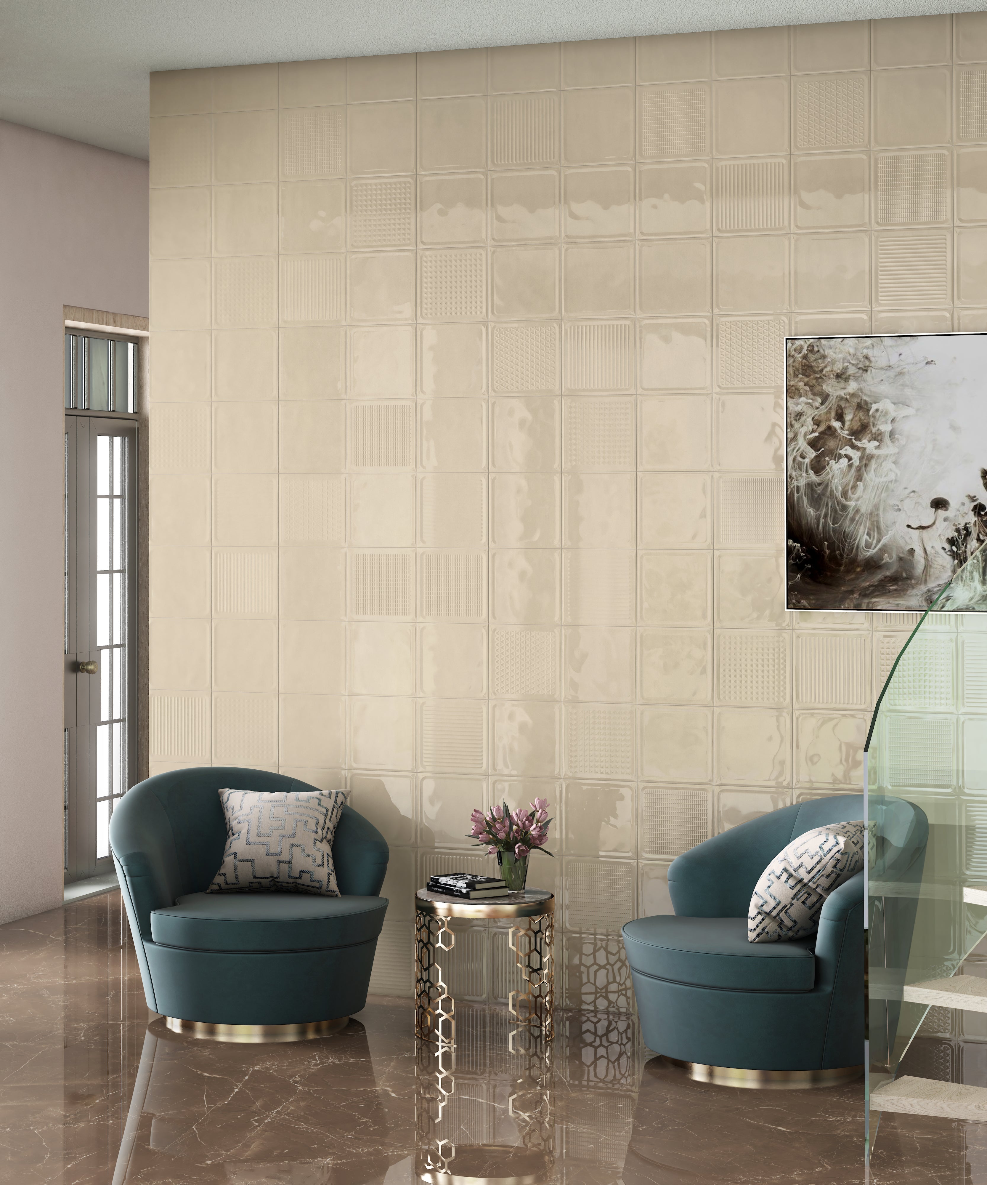 Sandy Beach Motif Vista Square 7.87" x 7.87" ($7.99 Sq. Ft. / Case)