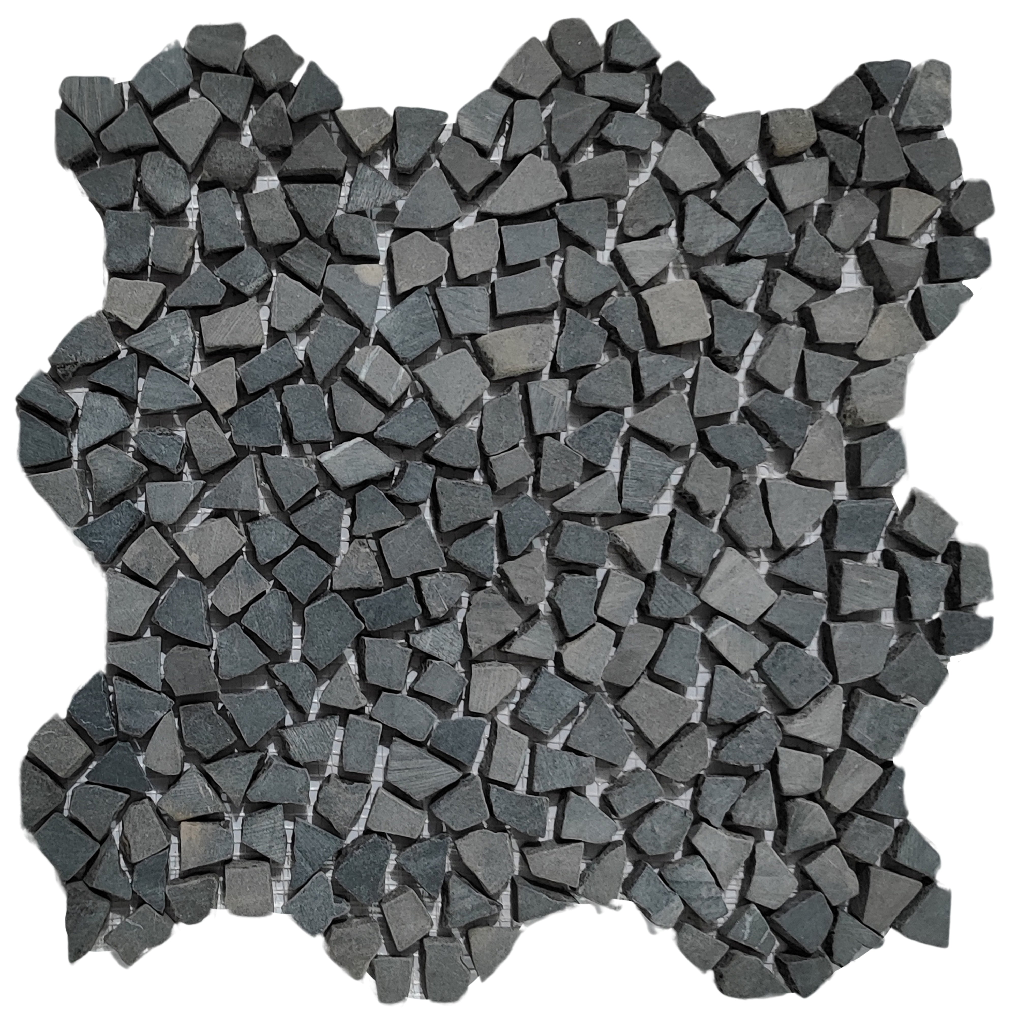 Dark Grey Mini Tumbled Marble Mosaic Tile