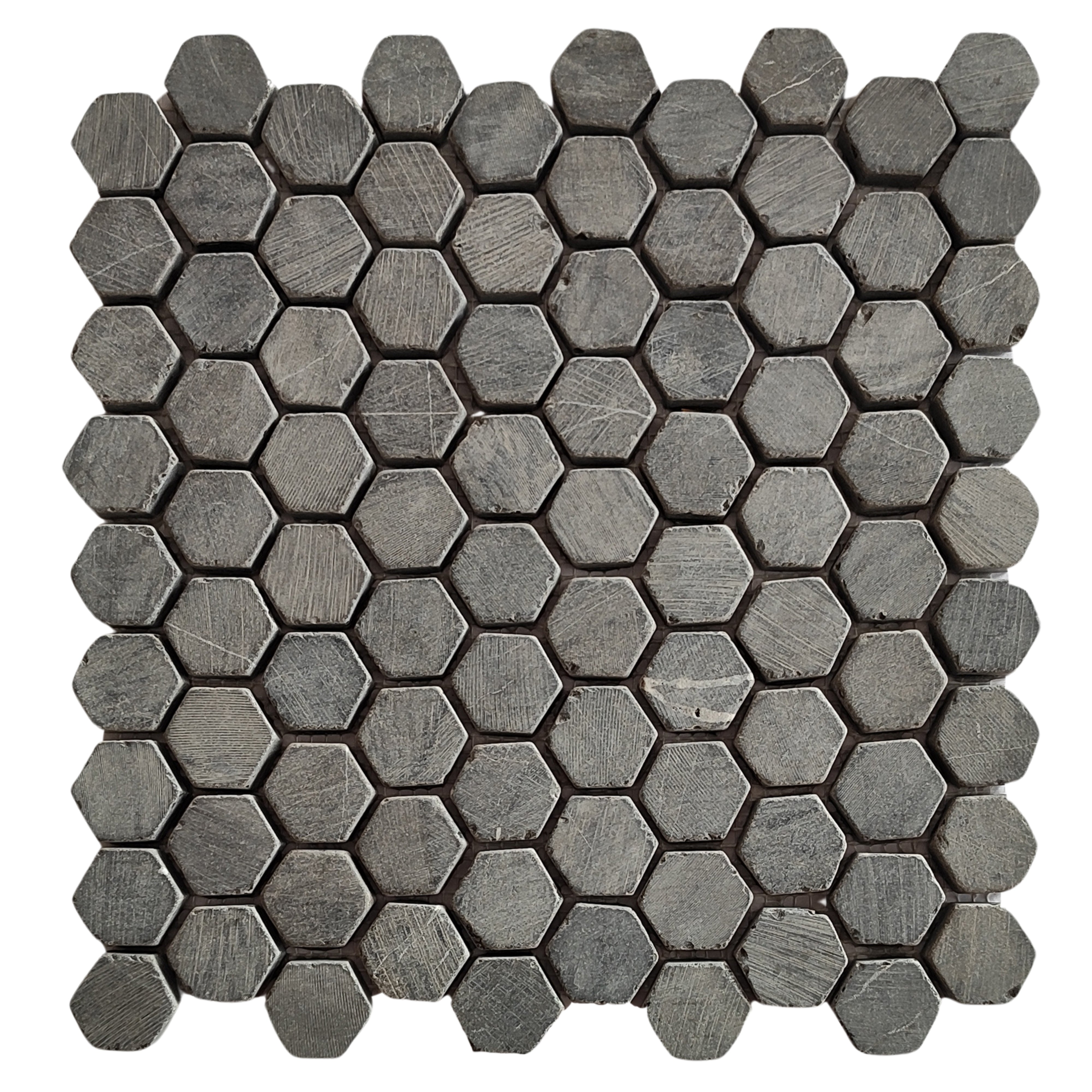 Dark Grey Small Hexagon 1x1 Marble Mosaic Tile
