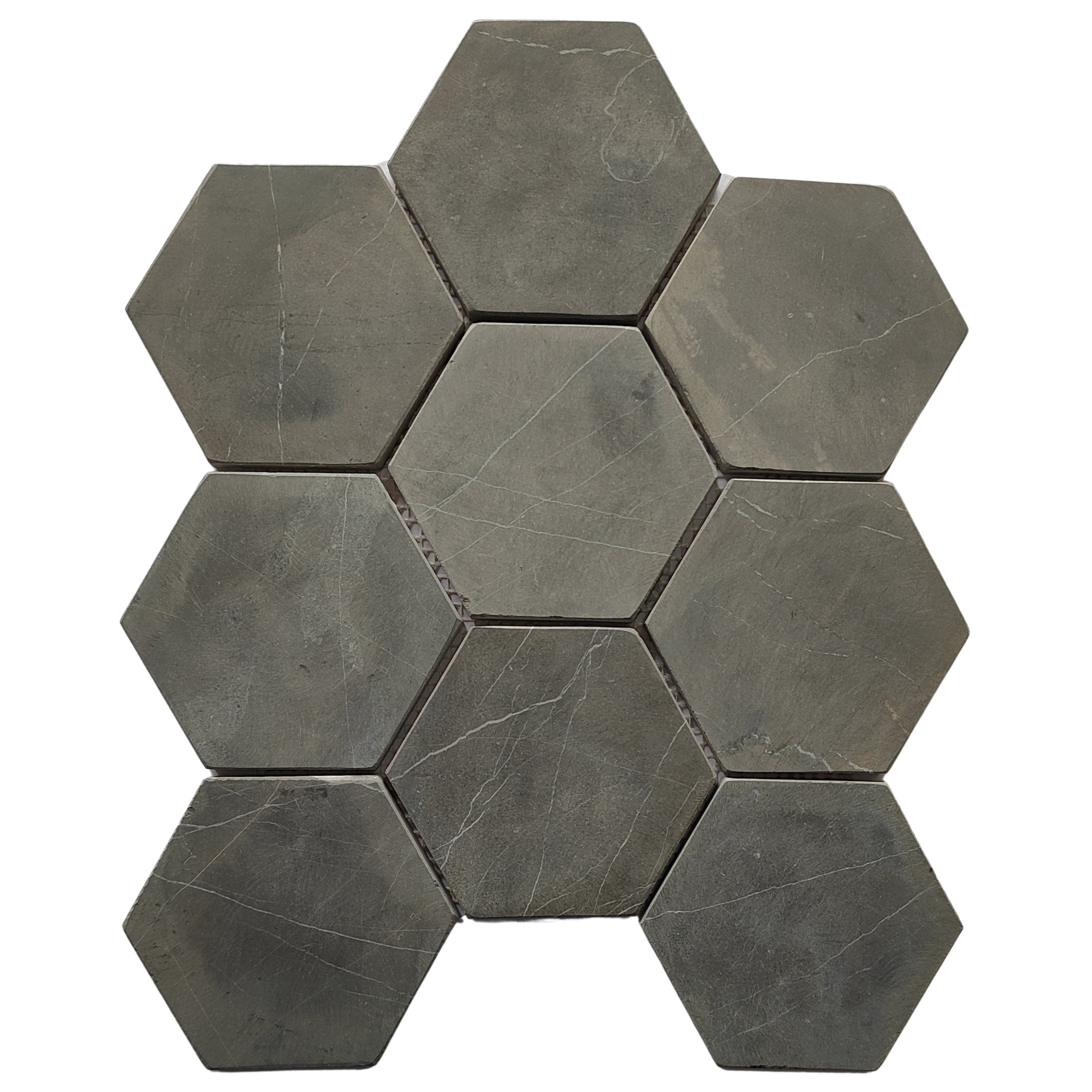 Dark Grey XL Large Hexagon Marble Mosaic Tile