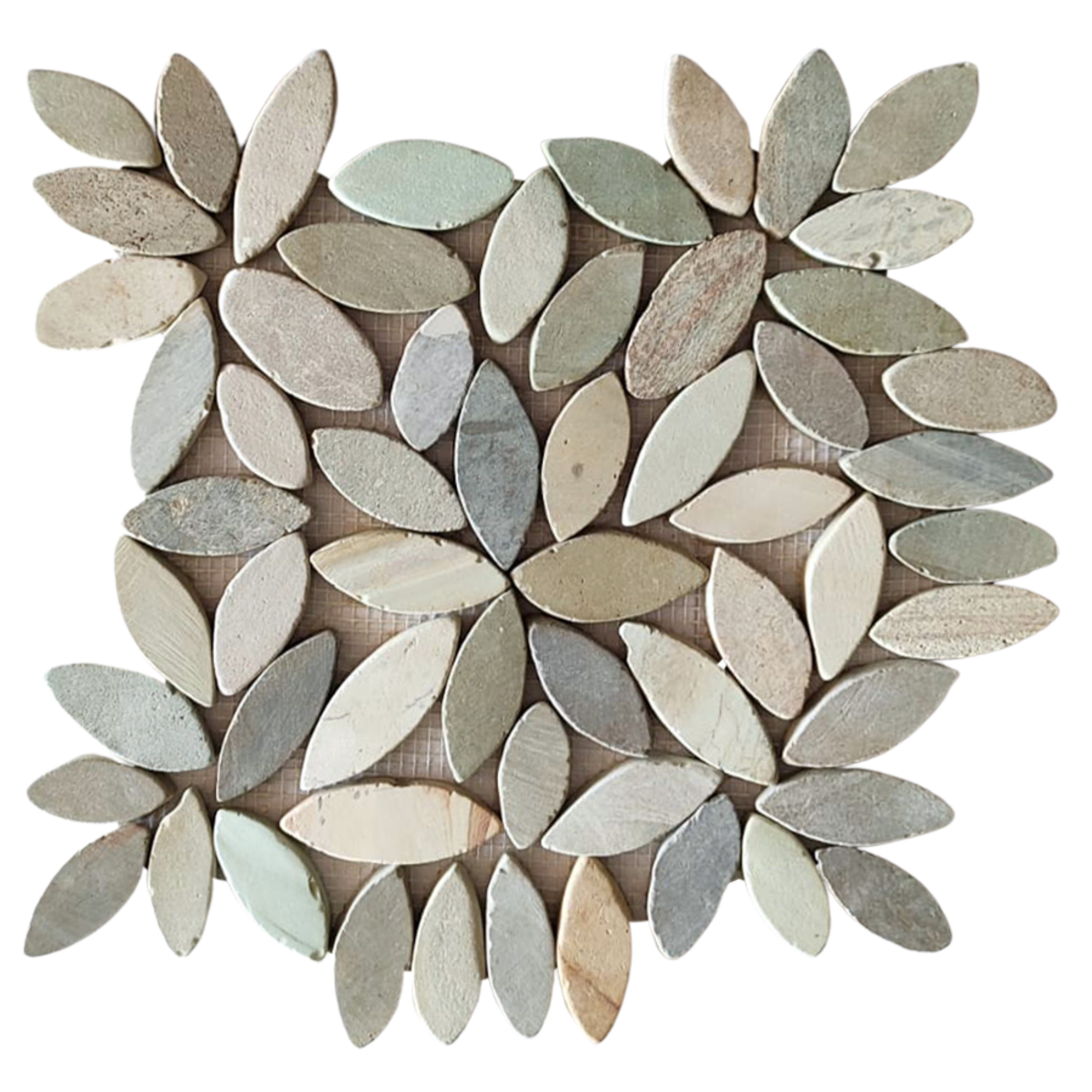 Lovebird Pastel Blue Flower Pebble Stone Mosaic Tiles