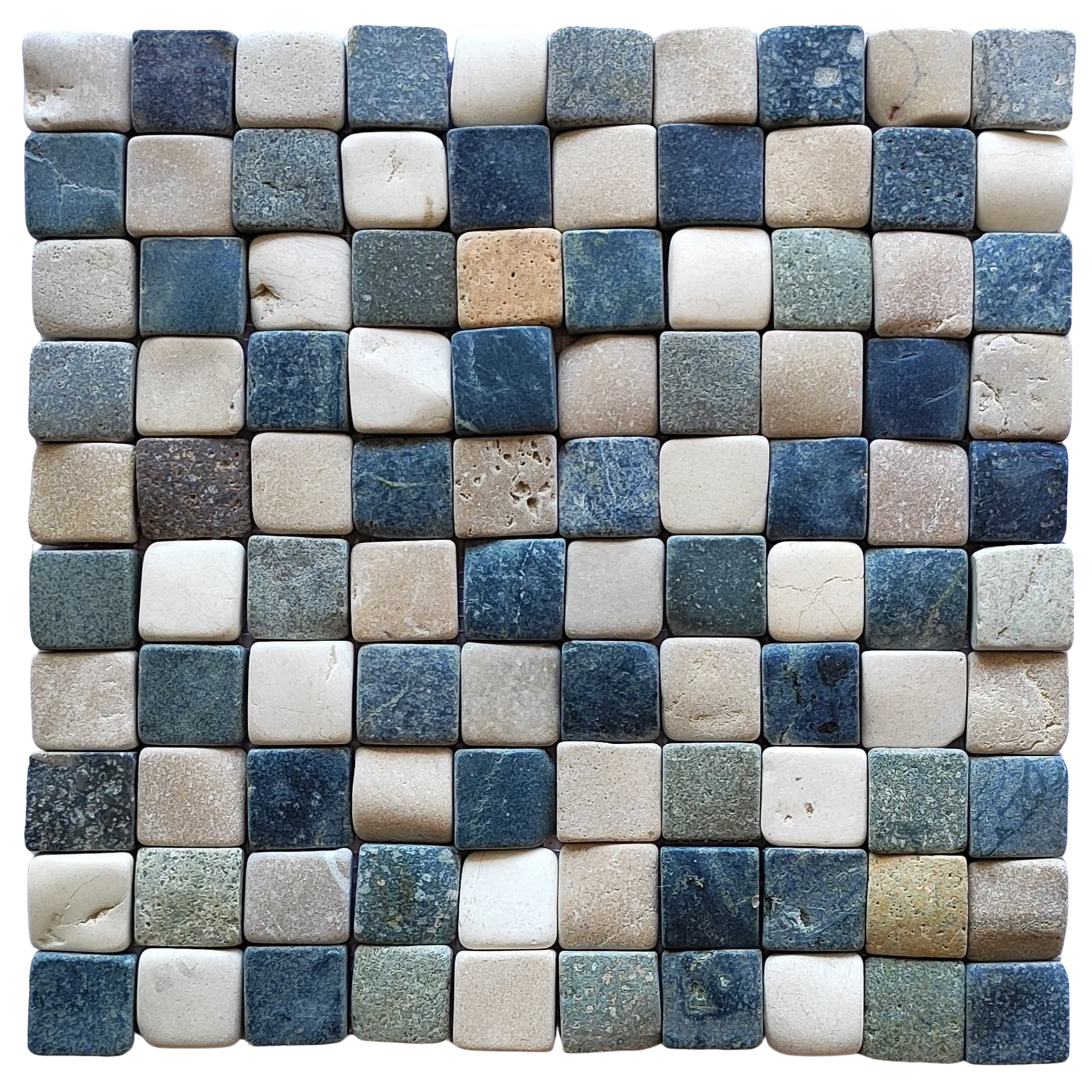 Mix 4 Colours Pebble Square Mosaic Tile 1x1