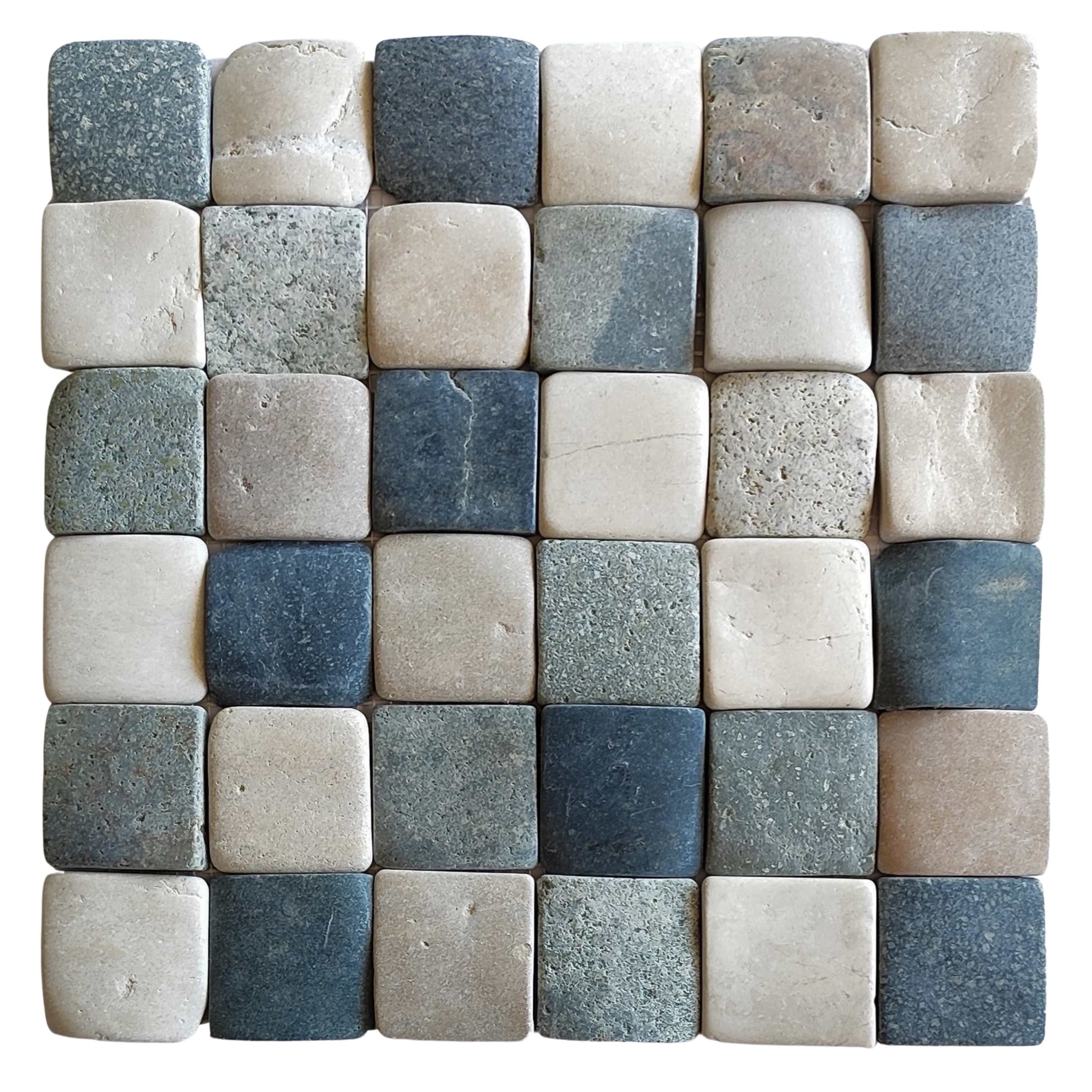 Mix 4 Colours Pebble Square Mosaic Tile 2x2
