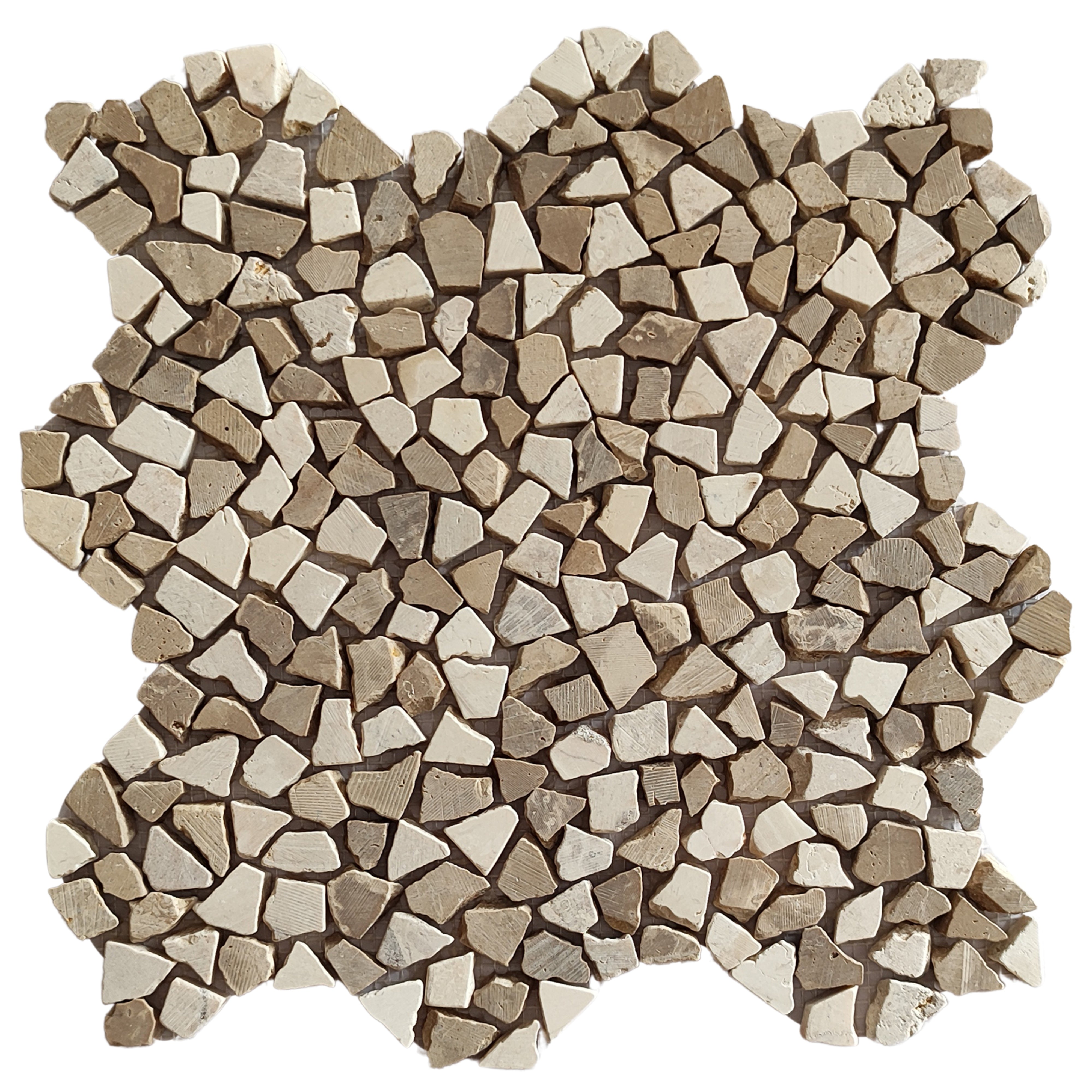 Mix White and Cappuccino Mini Tumbled Marble Mosaic Tile