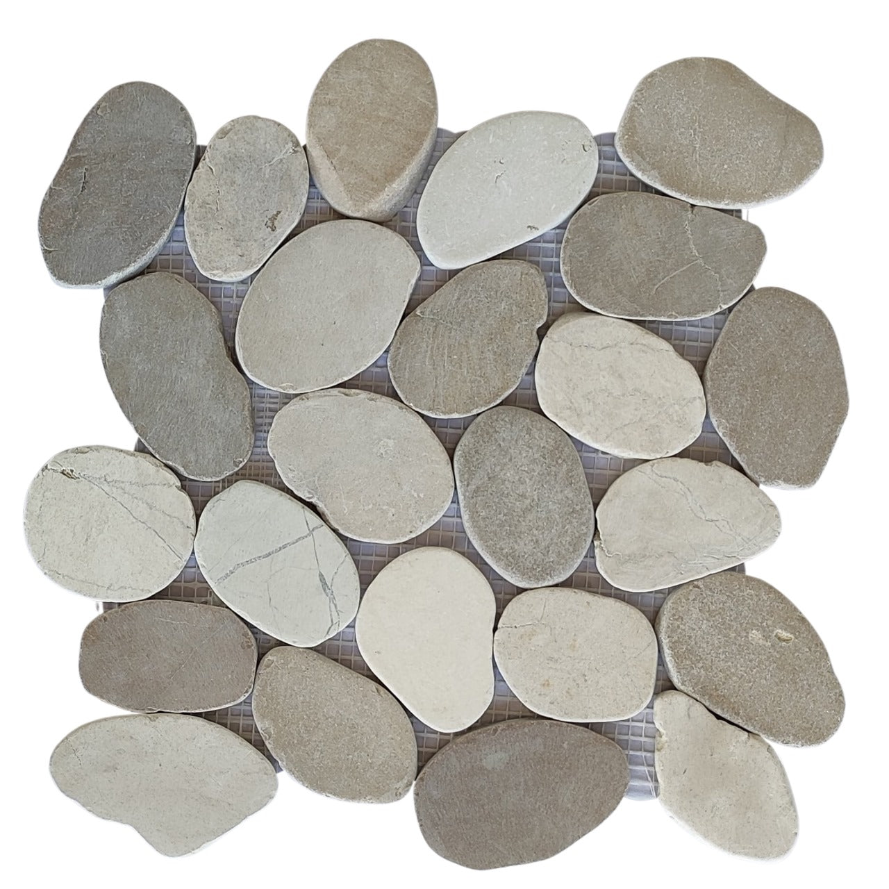 Mix White and Java Tan XL Sliced Pebble Tiles