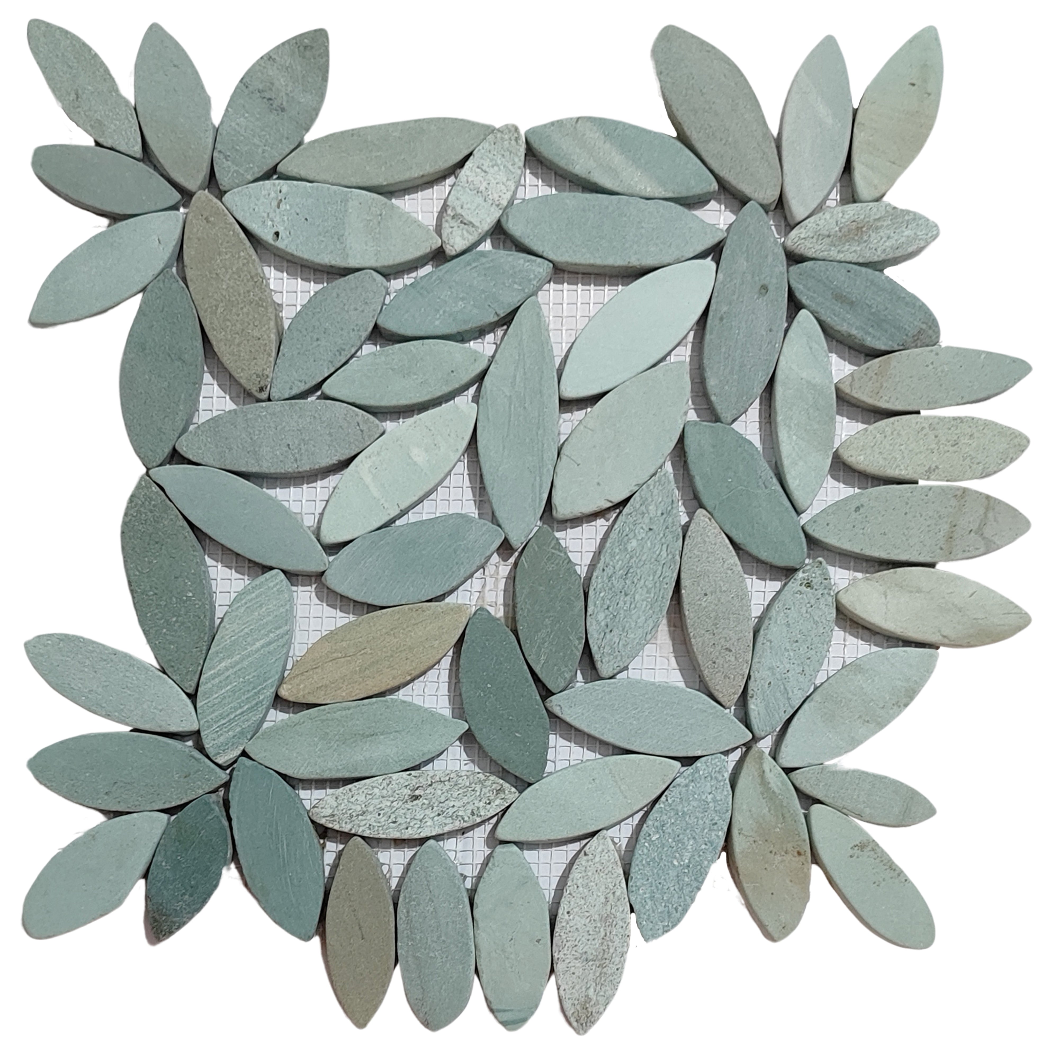 Sea Green Flower Pebble Stone Mosaic Tiles