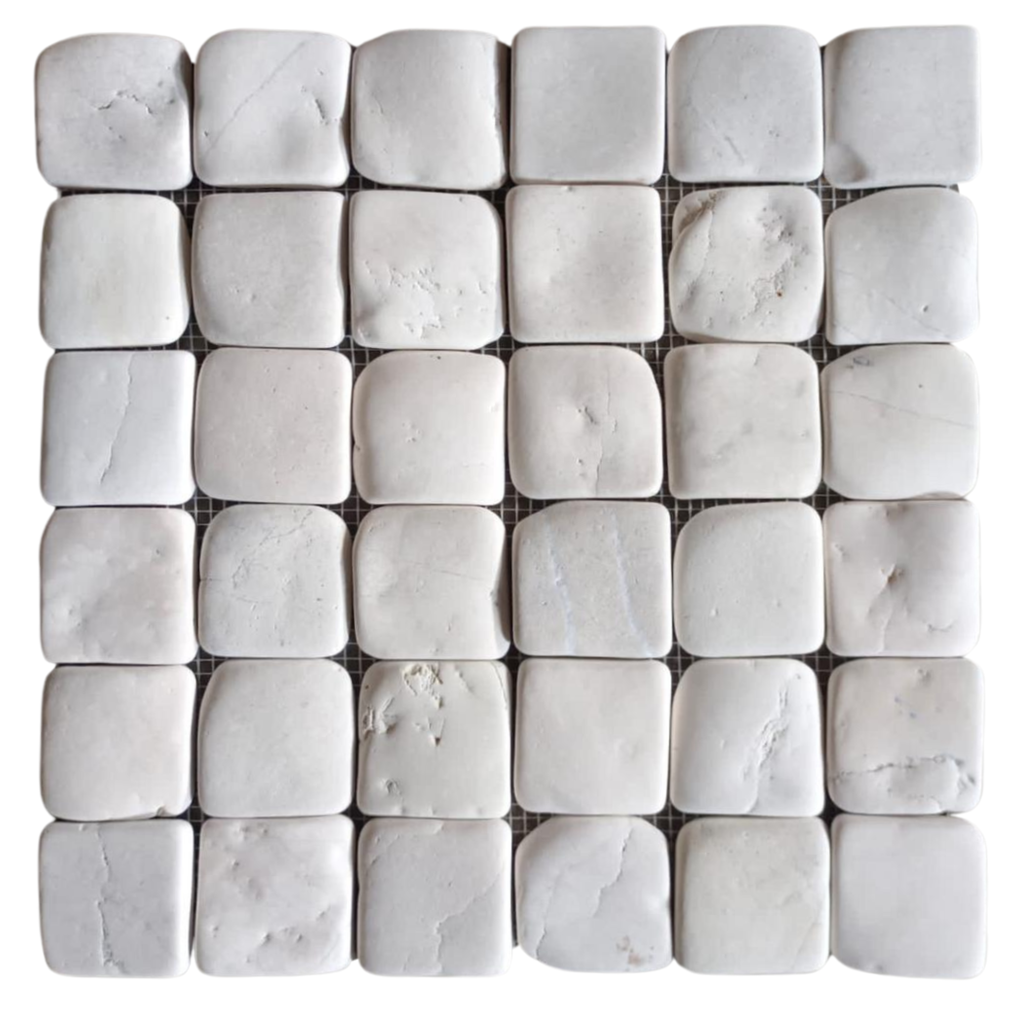 White Pebble Square Mosaic Tile 2x2