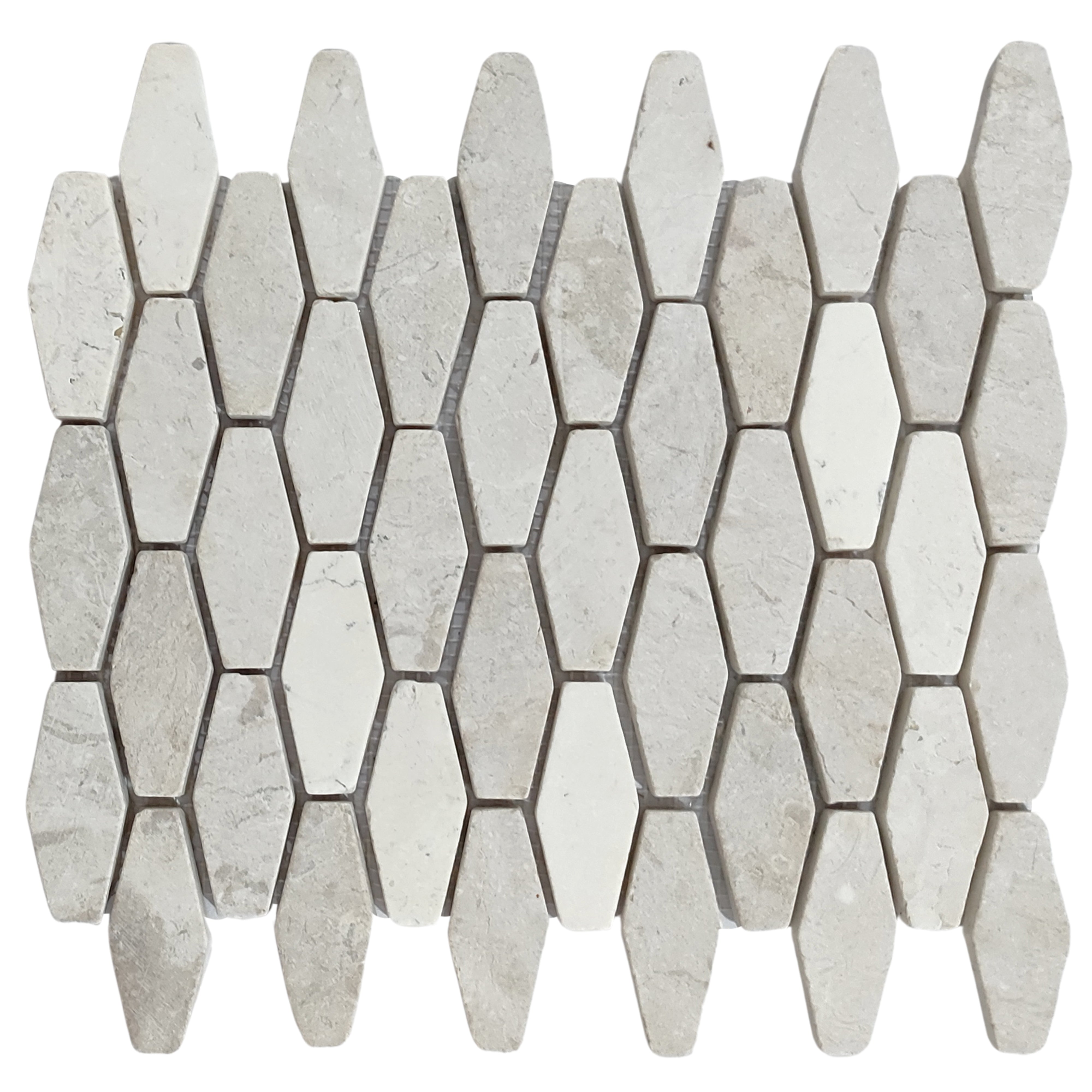 White Small Elongated Hexagon Marble Mosaic Tile