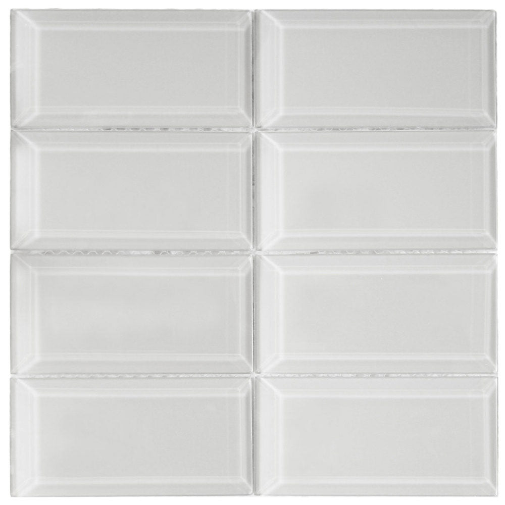 Beveled Smoke Glass Subway Tile  3" x 6" Stain-Resistant 8mm Thick Durable Glass for Kitchen Backsplash, Bathroom Walls, Home Decor & More