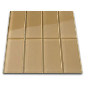 Champagne Glass Subway Tile 3" x 6" Stain-Resistant 8mm Thick Durable Glass for Kitchen Backsplash, Bathroom Walls, Home Decor & More