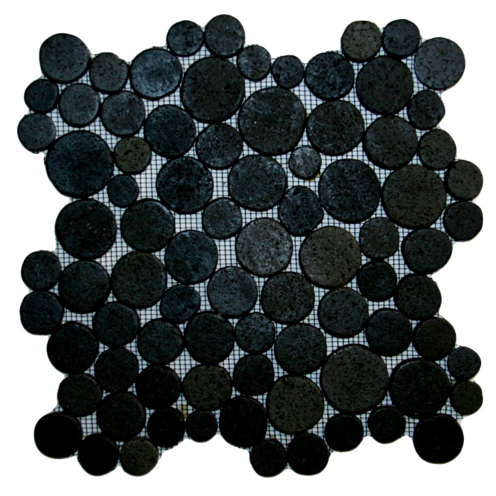 Glazed Black Moon Mosaic Tile