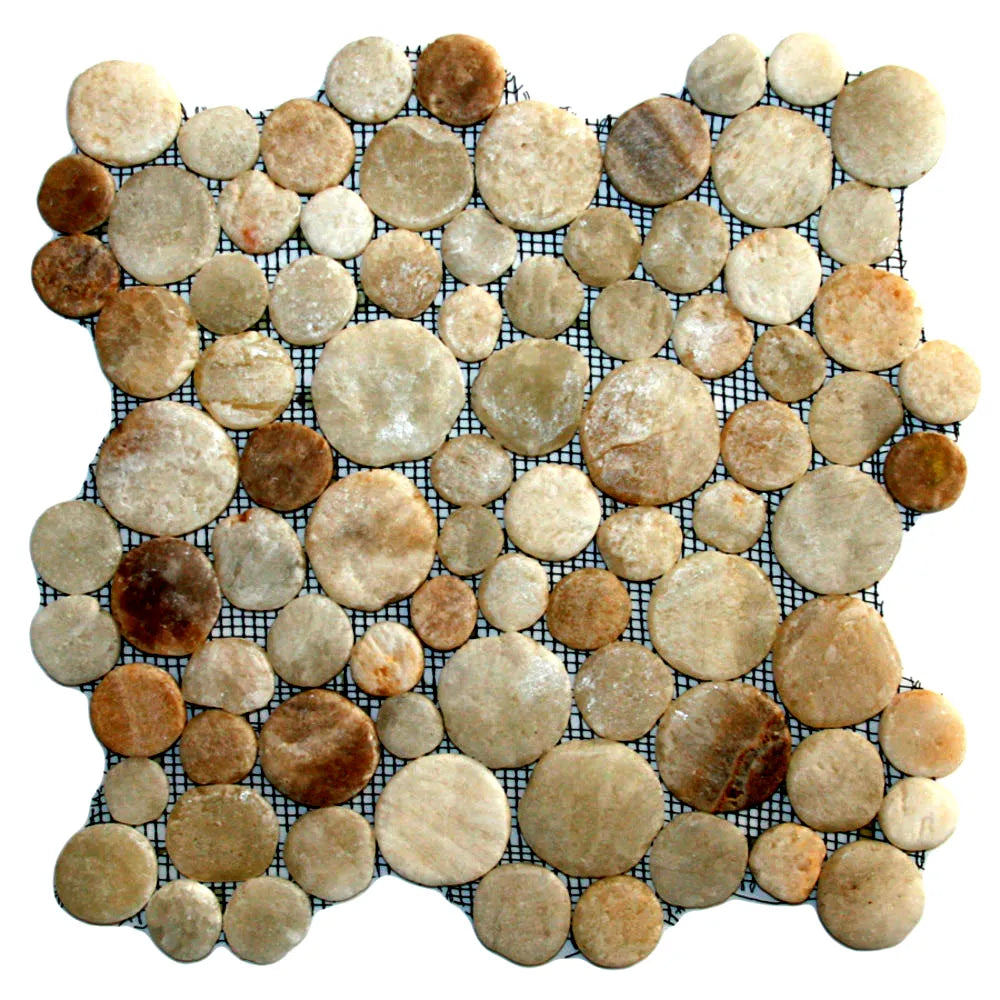Glazed Mixed Quartz Moon Mosaic Tile