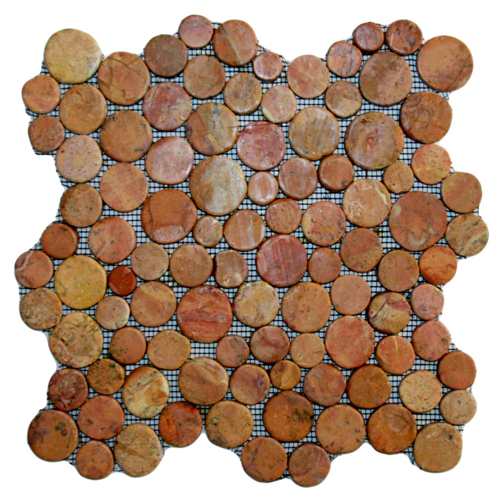 Glazed Red Moon Mosaic Tile