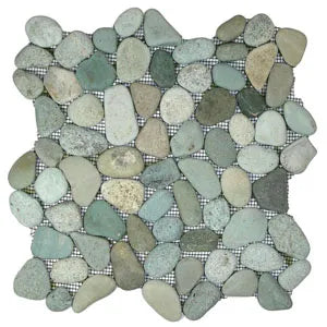 Sea Green Pebble Tile – Natural Stone for Bathrooms, Kitchens, and Outdoor Spaces