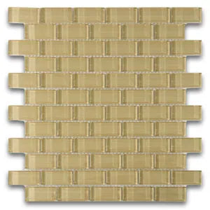 Khaki 1x2 Mini Glass Subway Tile