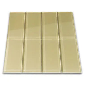 Khaki Glass Subway Tile 3" x 6" Stain-Resistant 8mm Thick Durable Glass for Kitchen Backsplash, Bathroom Walls, Home Decor & More