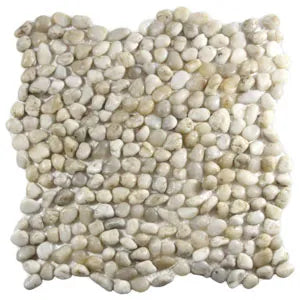 Mini Polished White Pebble Tile
