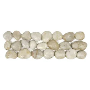 Polished White Pebble Tile Border