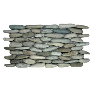 Sea Green Standing Pebble Tile - 6" x 12" Polished Natural Stone for Bathroom Kitchen Shower Walls Backsplashes and Home Décor