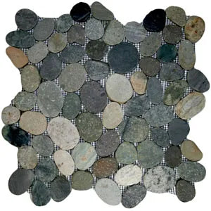 Sliced Bali Ocean Pebble Tile - 12" x 12" Natural Stone for Bathroom, Kitchen Backsplashes, Floor Showers & Patios