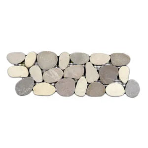 Sliced Java Tan and White Pebble Tile Border