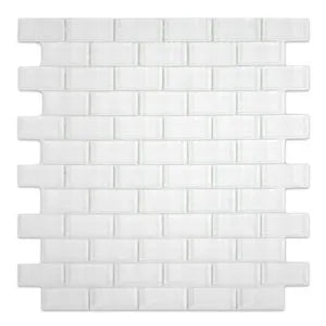 White 1x2 Mini Glass Subway Tile