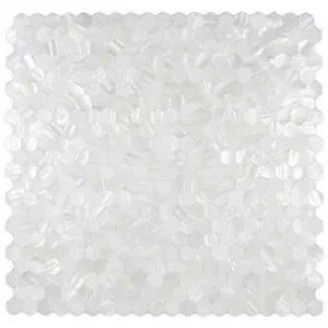 White Hexagon Groutless Pearl Tile