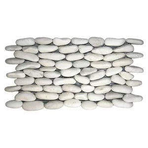 White Standing Pebble Tile - 6" x 12" Natural Stone for Shower Walls Backsplashes Accent Walls