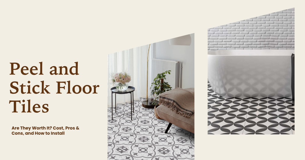 peel and stick floor tiles with black and white geometric patterns