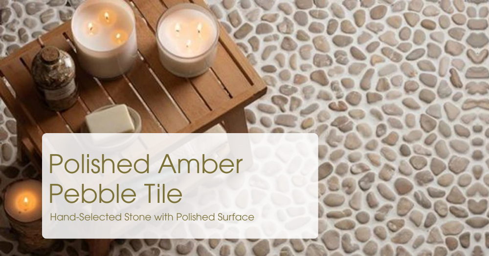 Polished Amber Pebble Tile – Hand-Selected Stone with Polished Surface