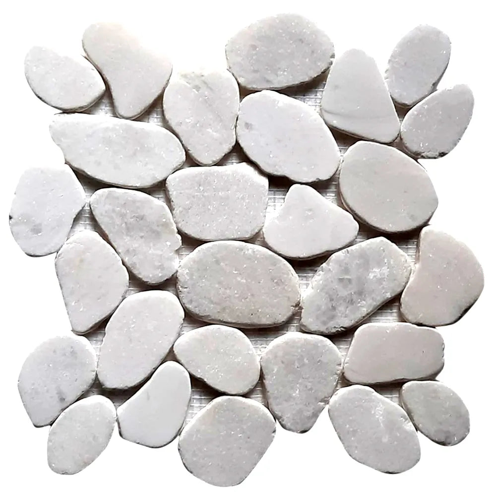 Luxurious Milky White XL Pebble Tiles by Tile Hub - Redefine Your Space!