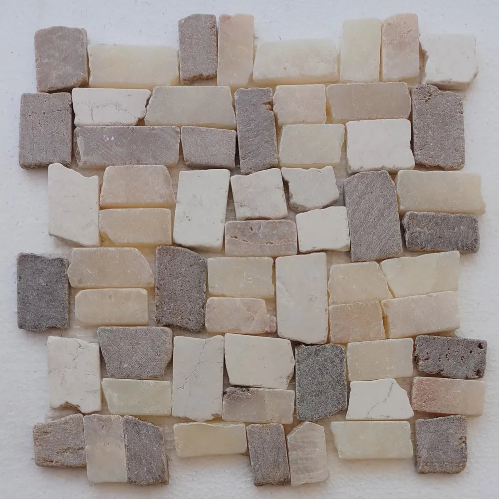 Chic Ecru and Tan Quartz Mosaic Tiles for Elegant Spaces