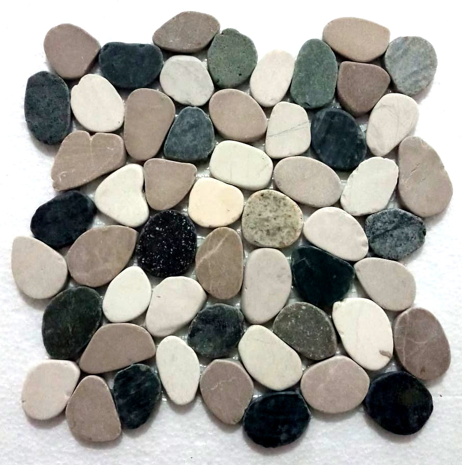 Sliced Mixed 4 Colours Pebble Tile | Tile Hub