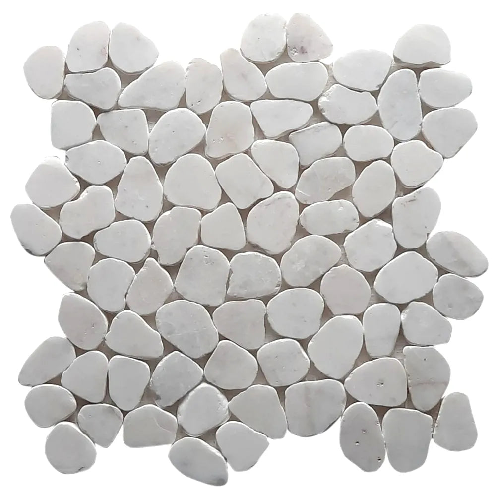 Elegant Milky White Round Pebble Tiles for Timeless Style and Serenity