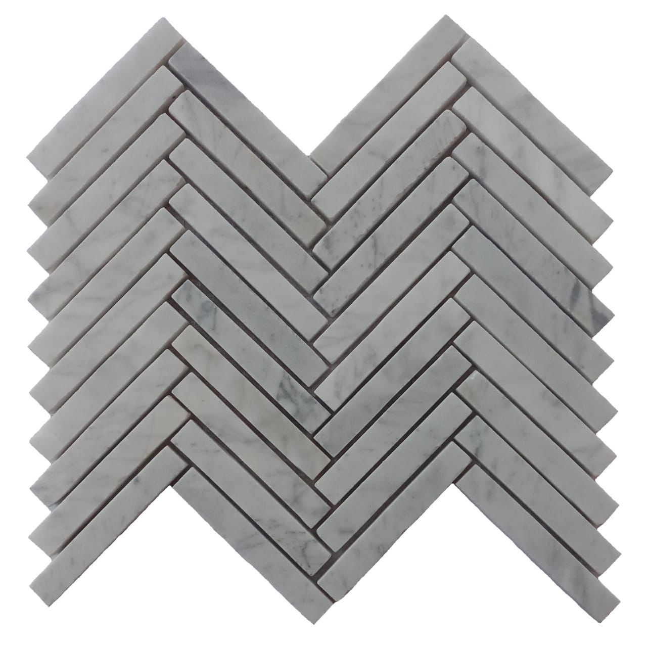 Transform Your Space with Luxurious Carrara Chevron Mosaic Tiles!