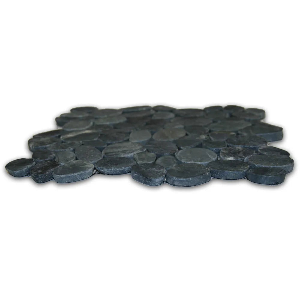 Sliced Charcoal Black Pebble Tile: Elevate Your Space with Natural Elegance