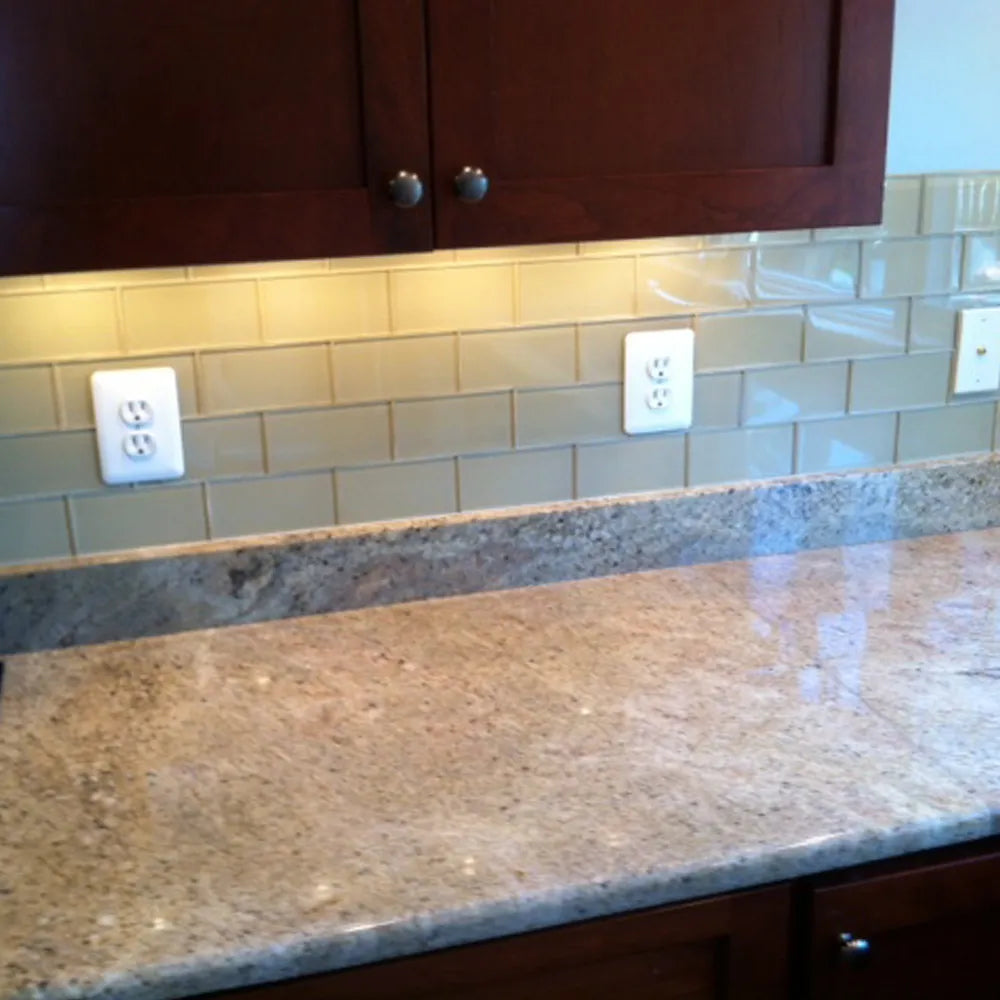 Elevate Your Space with Chic Khaki Glass Subway Tiles!