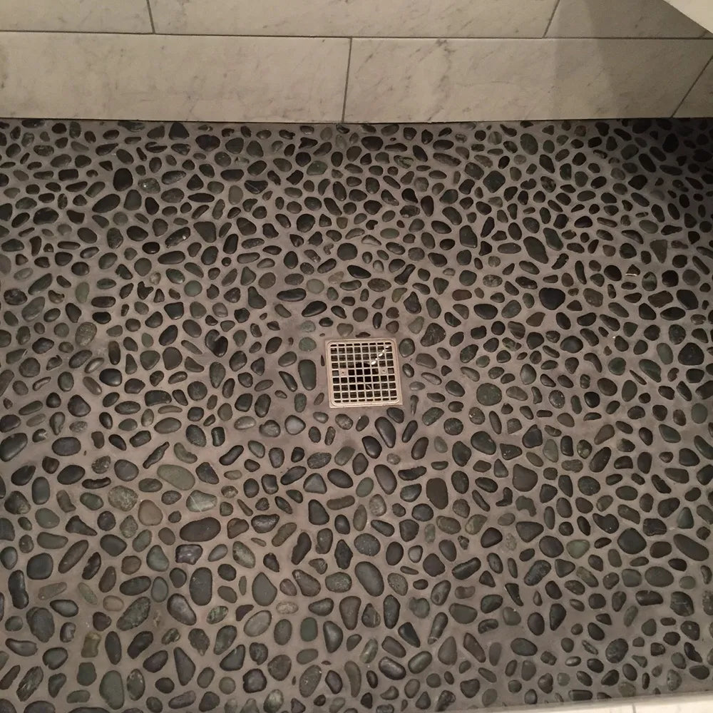 Exquisite Glazed Charcoal Black Pebble Tiles for Elegant Interiors