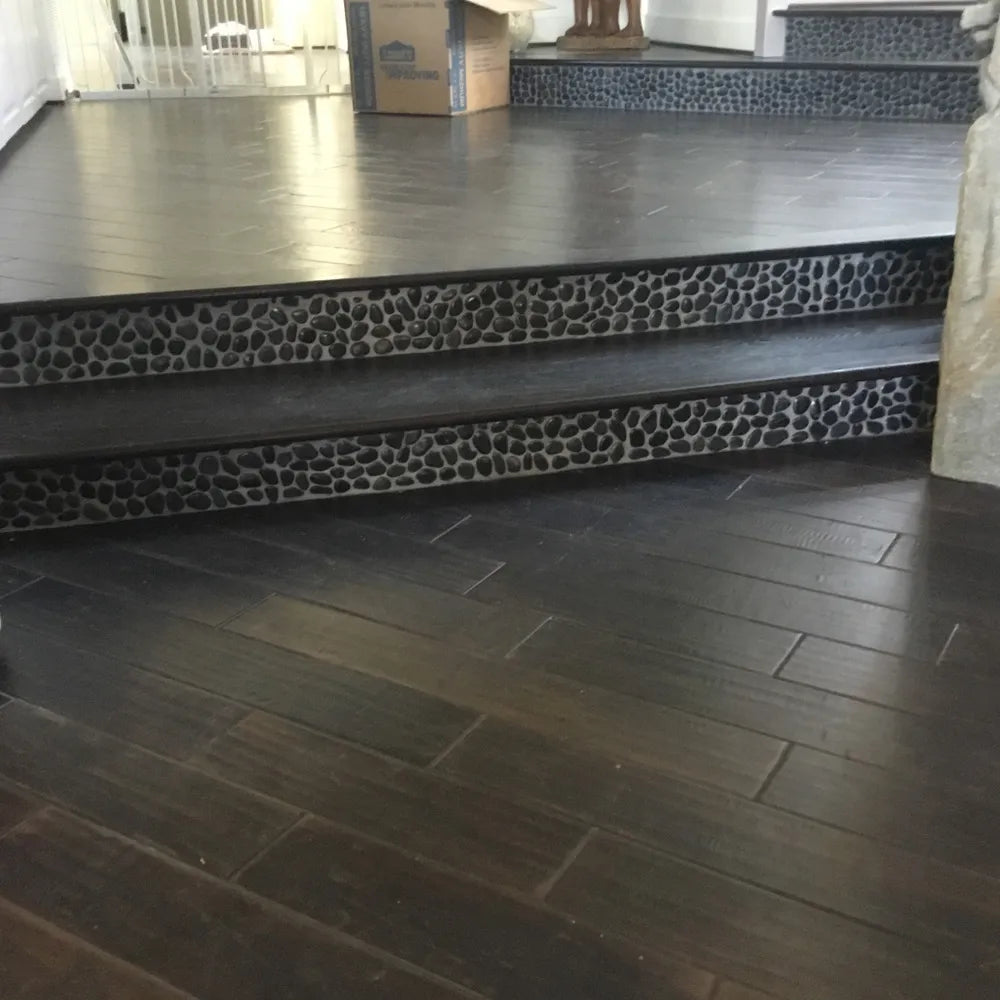 Exquisite Glazed Charcoal Black Pebble Tiles for Elegant Interiors