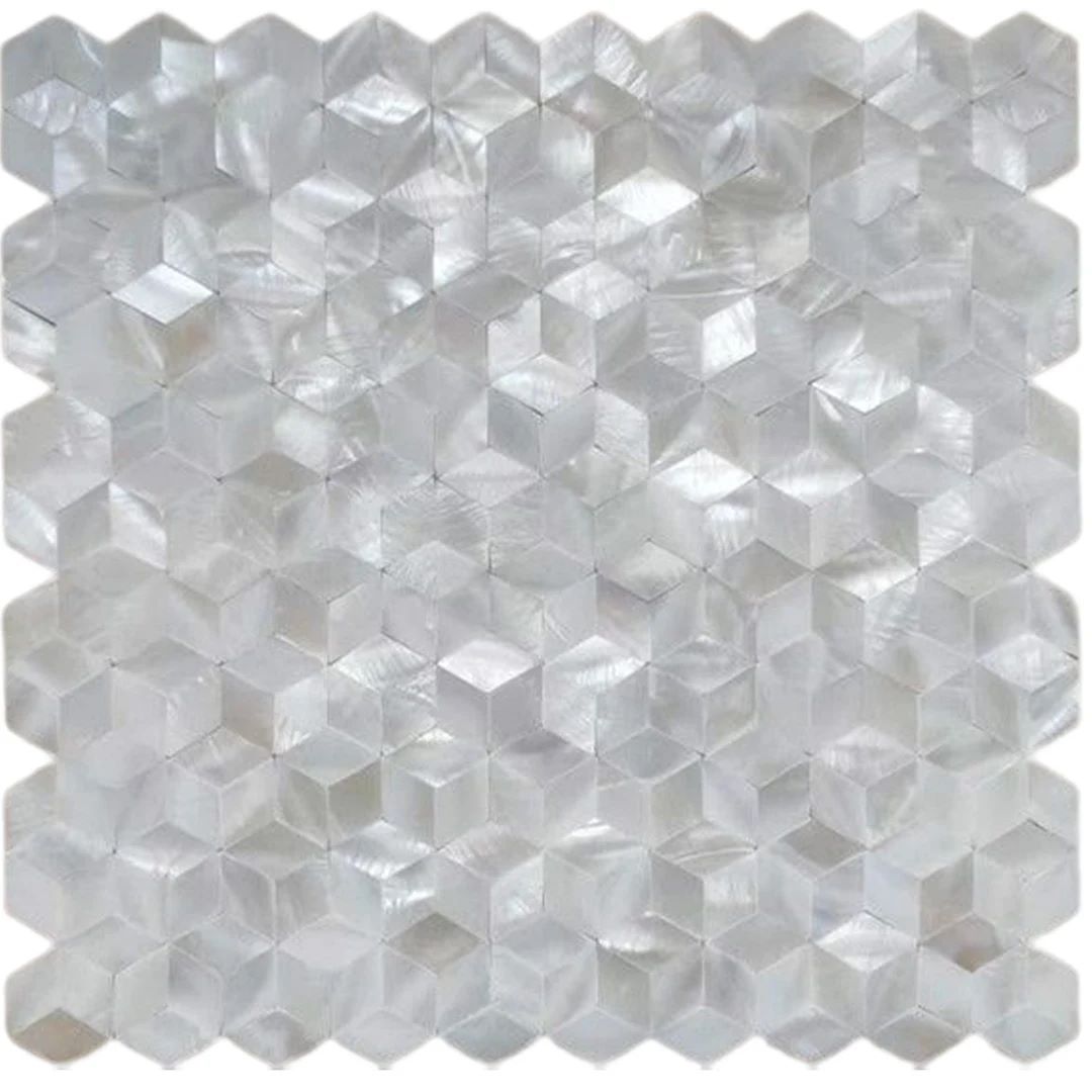 Elevate Your Space with Groutless Pearl Shell Rhombus Tiles