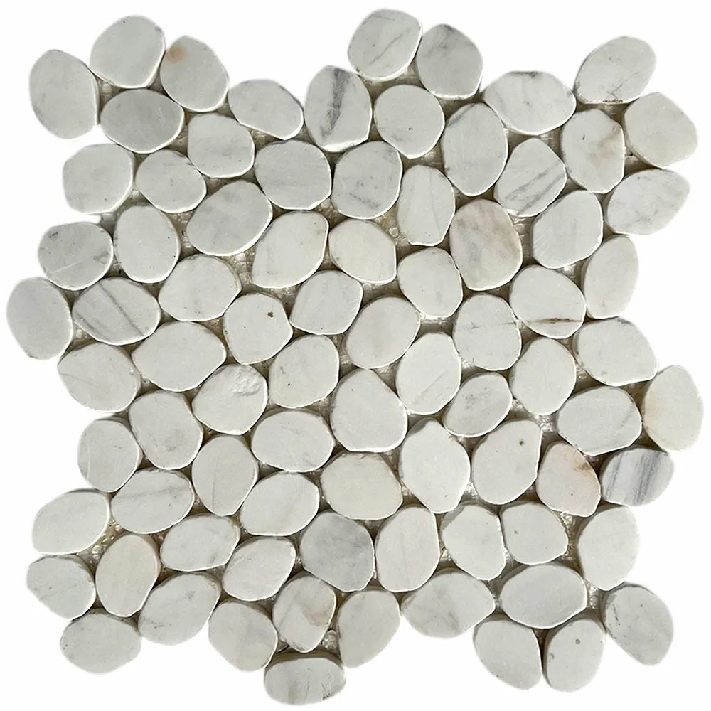 Elegant Bianco Dolomite Round Pebble Tiles – Transform Your Space with Natural Beauty